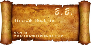 Bircsák Beatrix névjegykártya